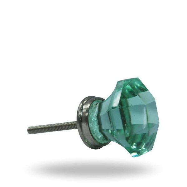 Set of 6 Kember Green Glass Knobs