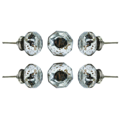 Set of Six Dorsoduro Mirror Glass Dresser Round Knob Multipack