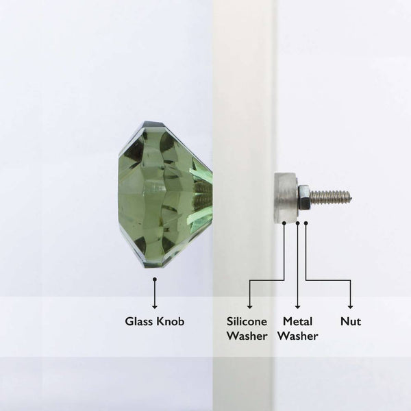 Set of Six Glass Jones Cupboard Round Knob Multipack / Finish: Light Green