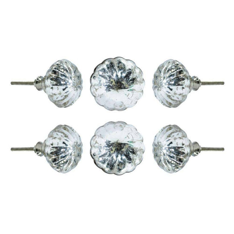 Set of Six Gludeca Mirror Glass Cupboard Round Knob Multipack