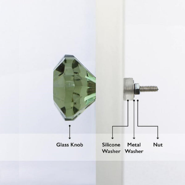 Set of 6 Kember Moss Green Glass Knobs