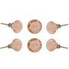 Set of 6 Glass Jones Bead Pink Knobs