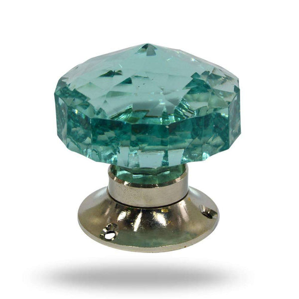 Cut Glass Mortice Knobs Turquoise