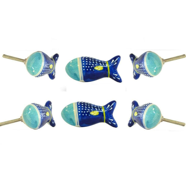 Set of 6 Marco Ceramic Fish Knobs