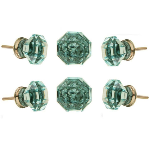 Set of 6 Kember Turquoise Glass Knobs
