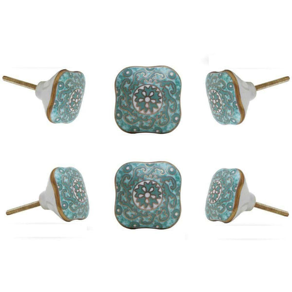 Set of Six Reggane Square Ceramic Knobs