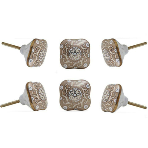 Set of Six Amgel Square Ceramic Knobs