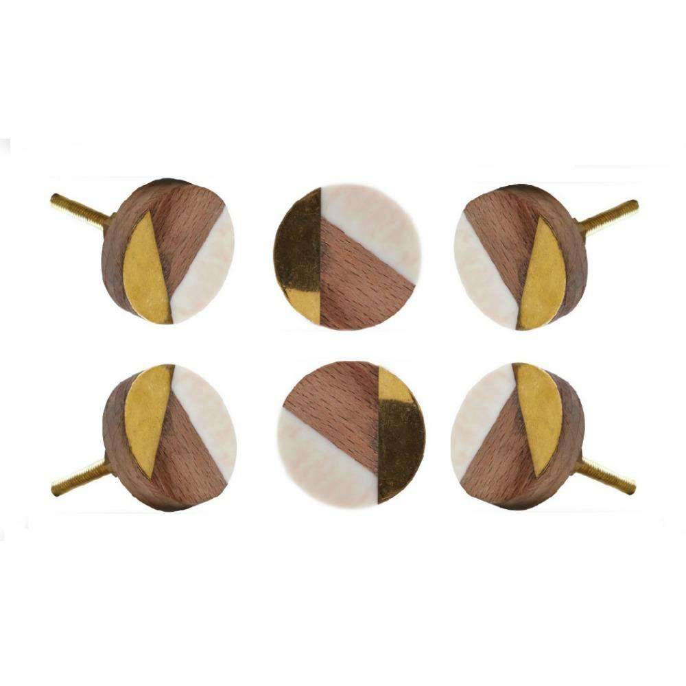 Set of Six Adington Mixed Media Round Knob Multipack Trinca Ferro