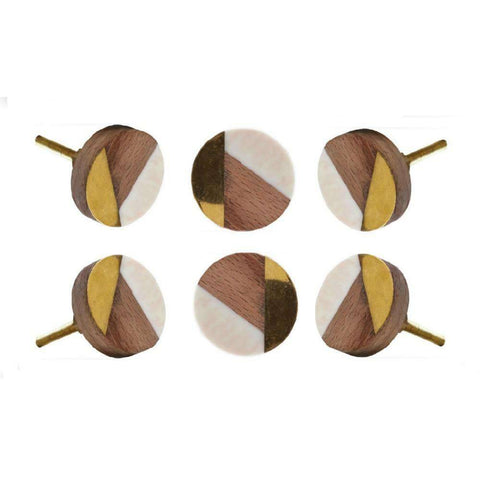 Set of Six Adington Mixed Media Round Knob Multipack
