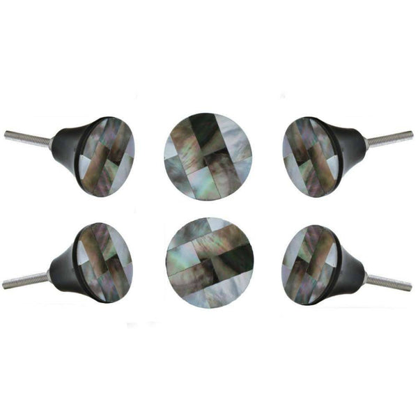 Set of Six Round Tahah MOP Knobs