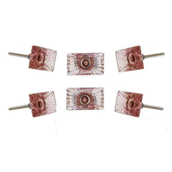 Set of Six Amenja Glass Bar Knob Multipack / Finish: Light Pink