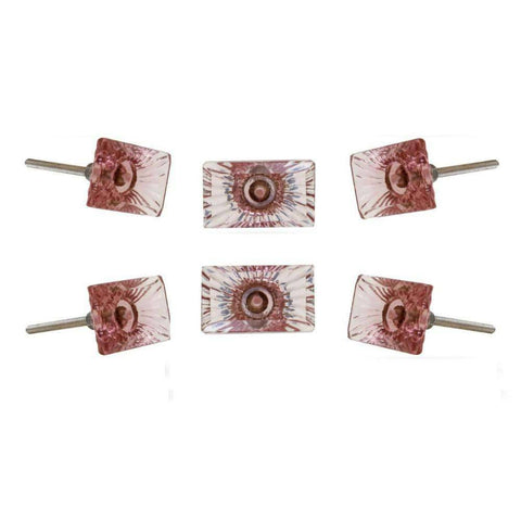 Set of Six Amenja Glass Bar Knob Multipack / Finish: Light Pink