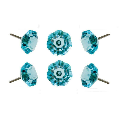 Set of Six Taos Glass Novelty Knob Multipack / Finish: Aqua