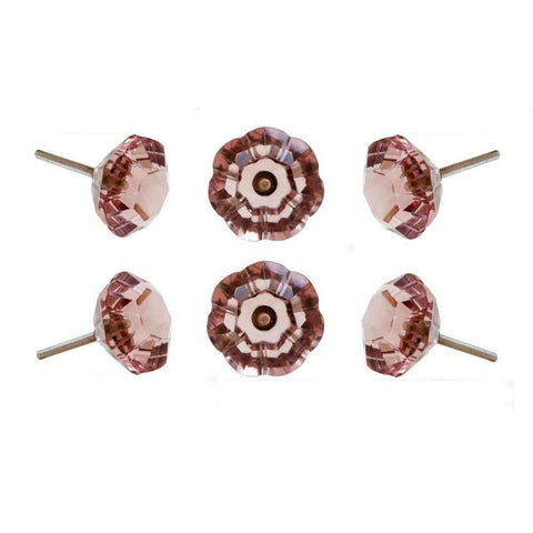 Set of Six Taos Glass Novelty Knob Multipack / Finish: Rosy Brown