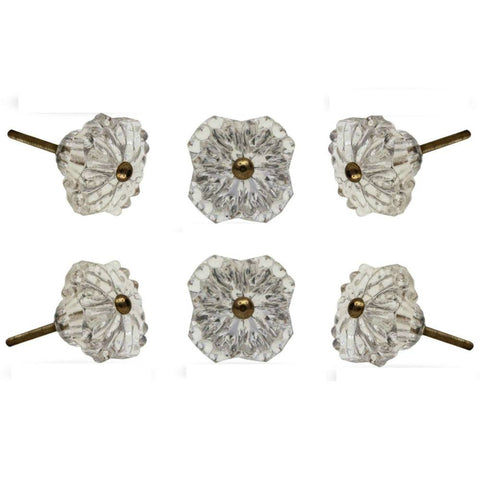Set of six Hobery Glass Knob Clear