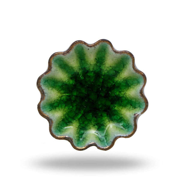 Set of Six Alice Ceramic Crackle Knobs Green
