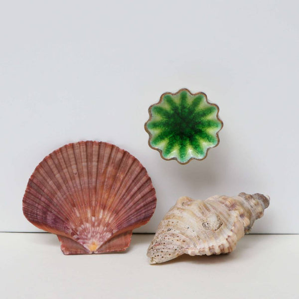 Set of Six Alice Ceramic Crackle Knobs Green