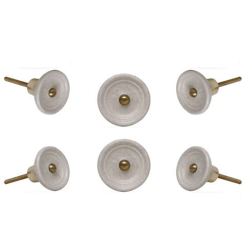 Set of  6 Ceramic Trefor Knobs White