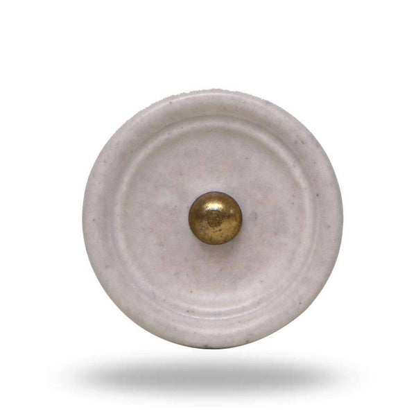 Set of  6 Ceramic Trefor Knobs White