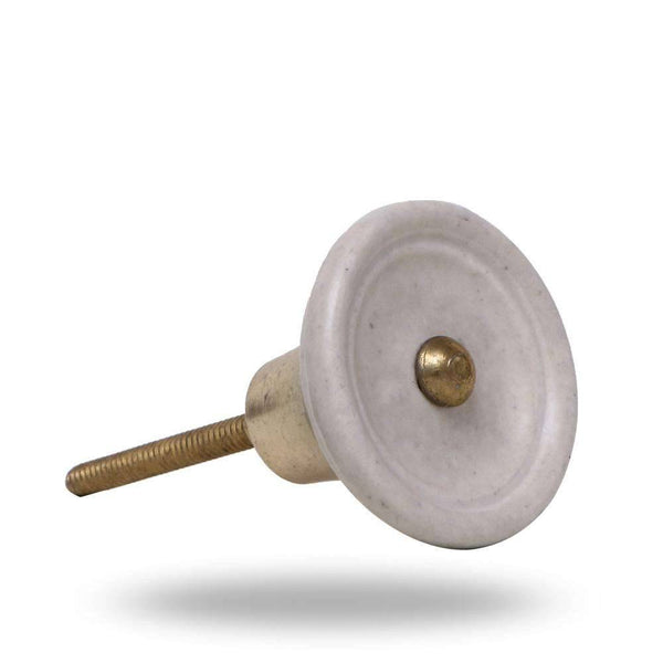 Set of  6 Ceramic Trefor Knobs White