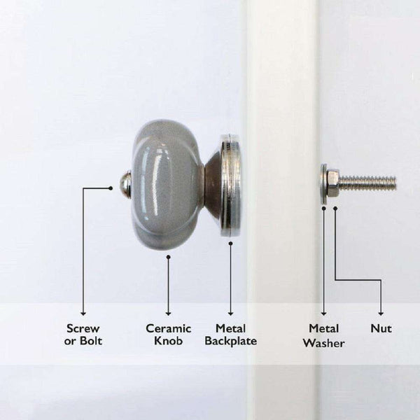 Set of  6 Ceramic Trefor Knobs White