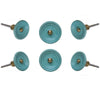 Set of  6 Ceramic Trefor Knobs Turquoise