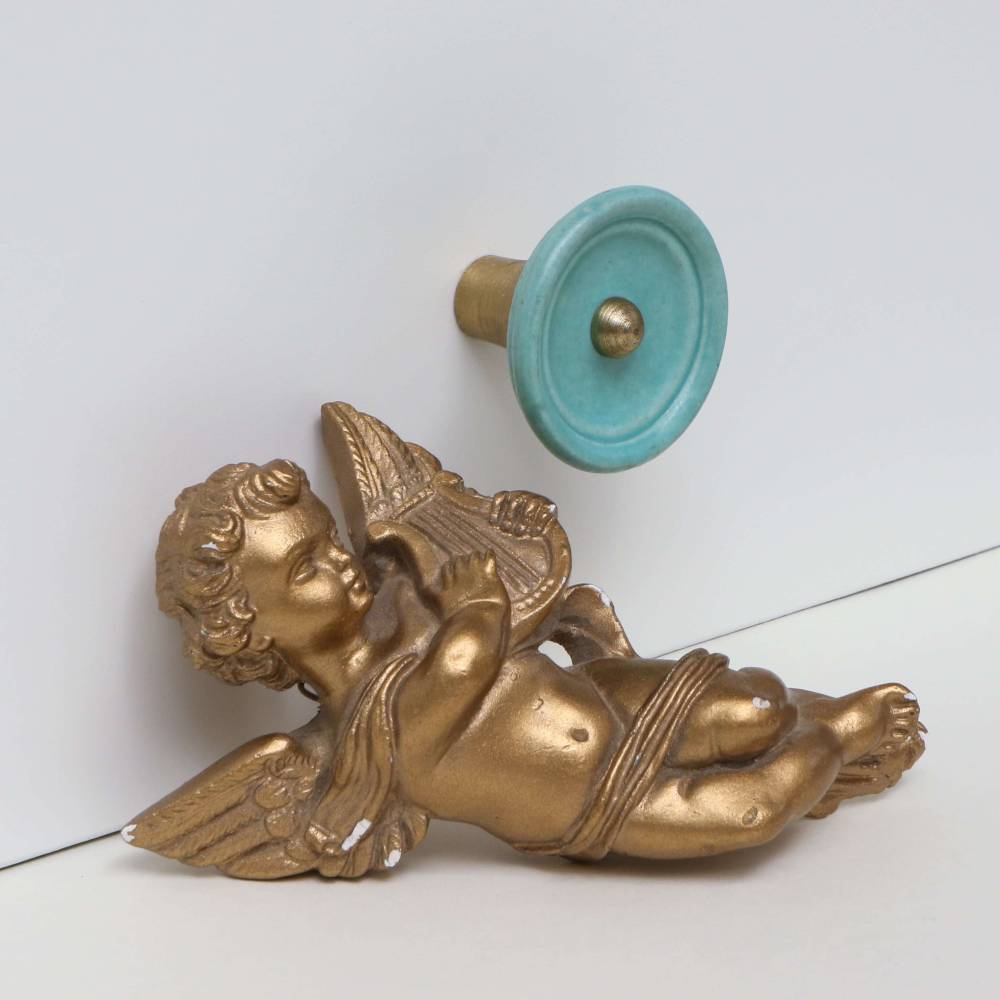 Set of 6 Ceramic Trefor Knobs Turquoise Trinca Ferro