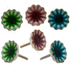 Set of Six Mixed Colour Alice Ceramic Crackle Knobs