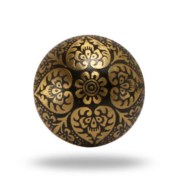 Metal Etched Mehndi Knob Black Set of Six