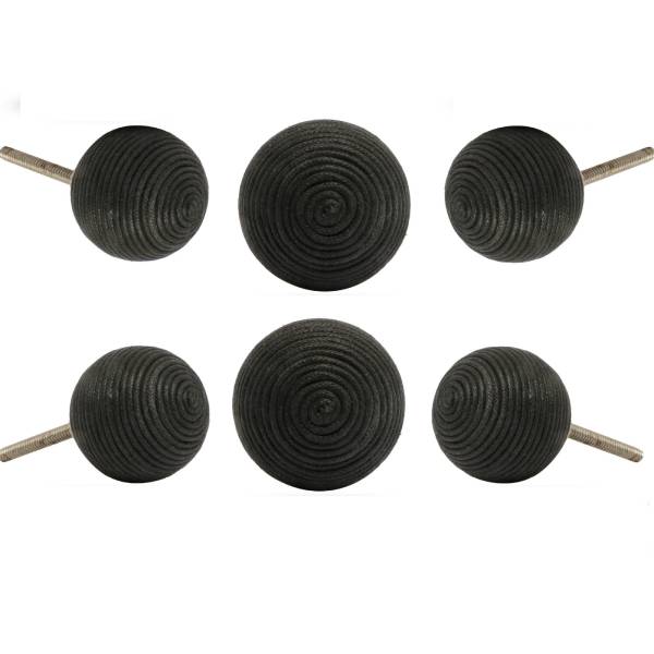 Terance Cord Spiral Knob Black  Set of Six